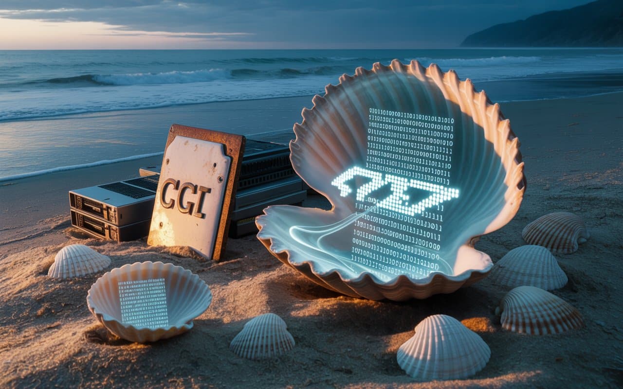 web shell on seashore