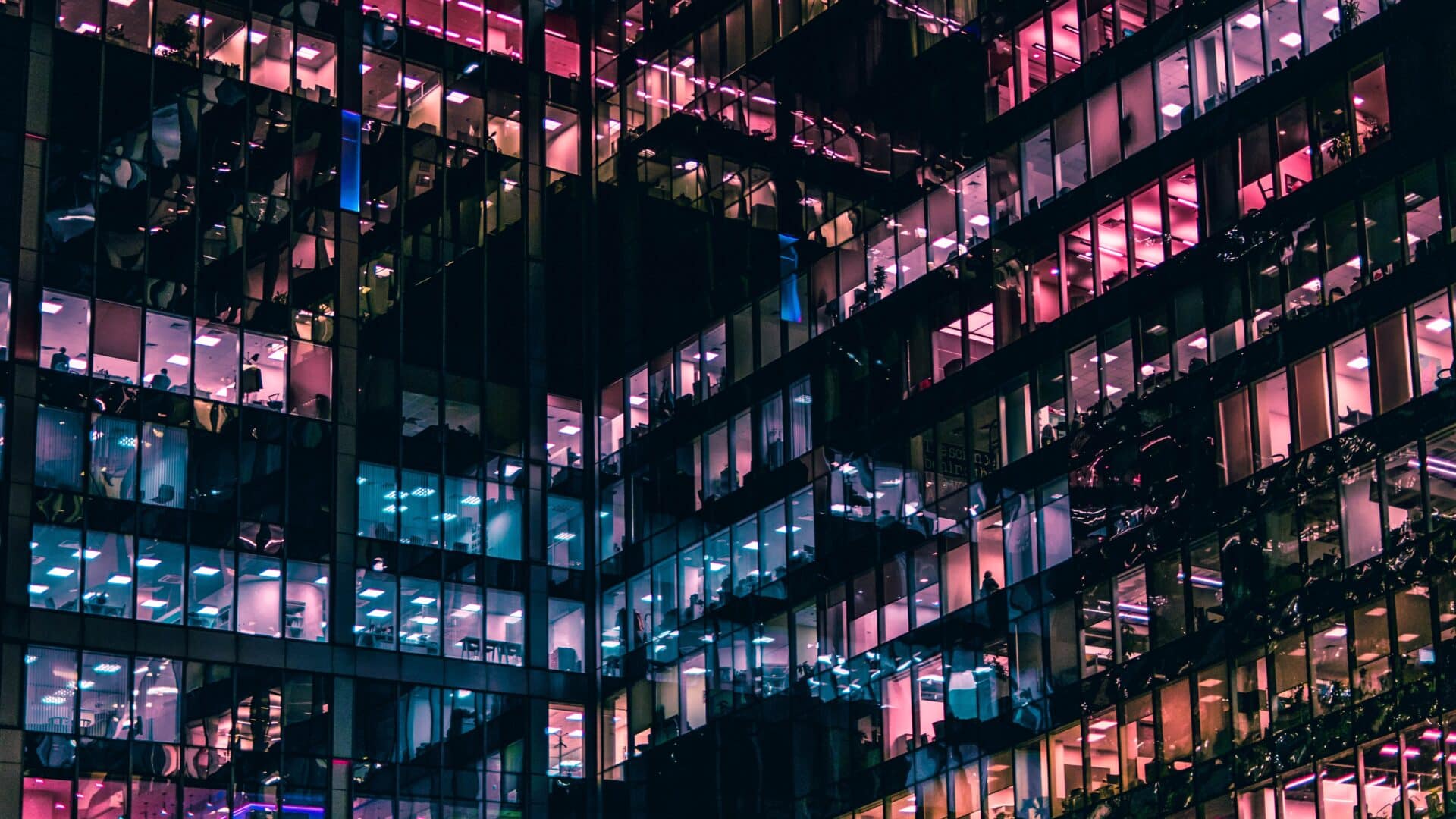 office windows at night